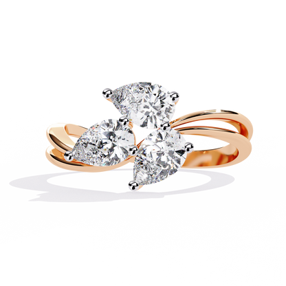 Trinity Pear Diamond Ring Rose Gold