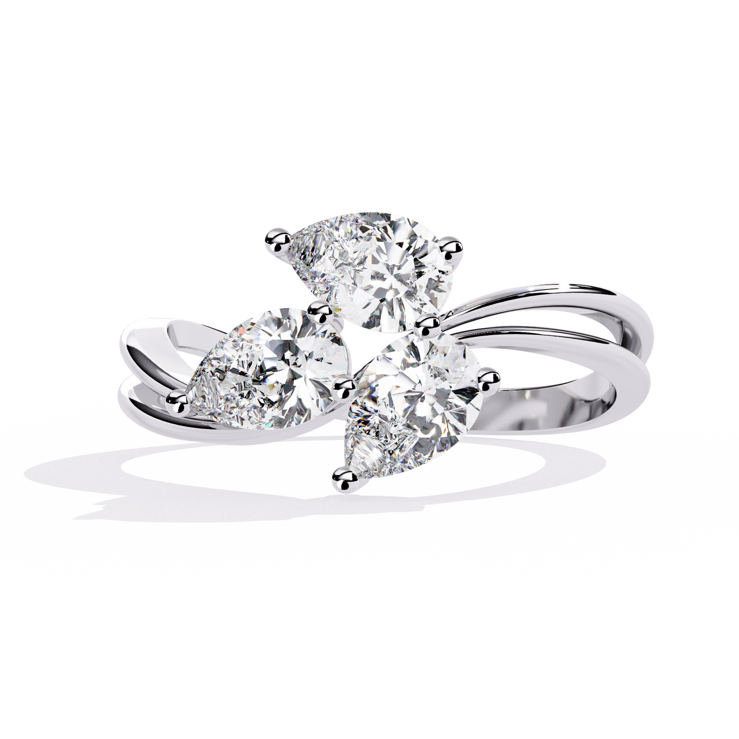 Trinity Pear Diamond Ring White Gold
