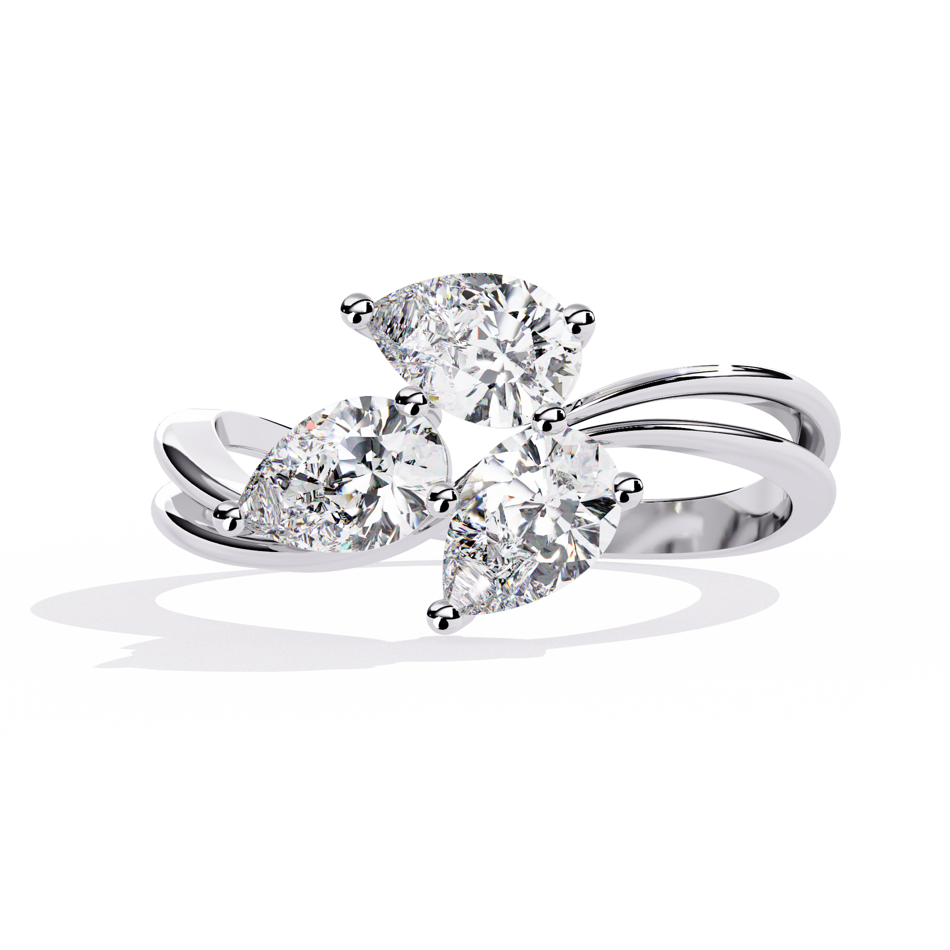 Trinity Pear Diamond Ring White Gold