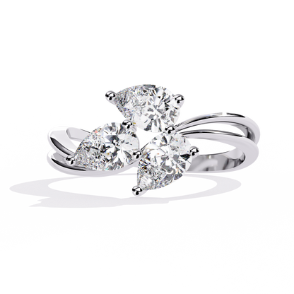 Trinity Pear Diamond Ring White Gold