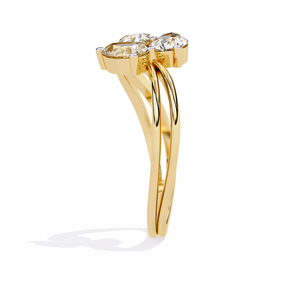 Trinity Pear Diamond Ring Yellow Gold