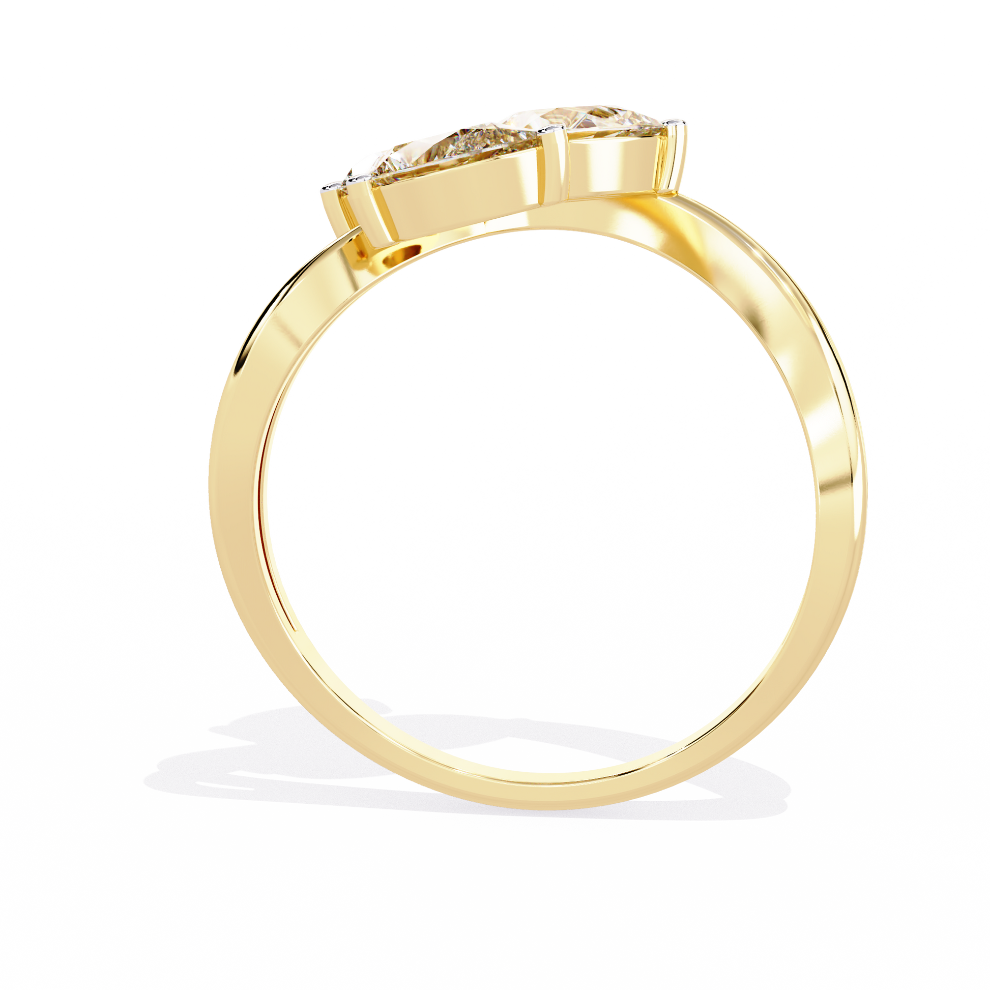Trinity Pear Diamond Ring Yellow Gold