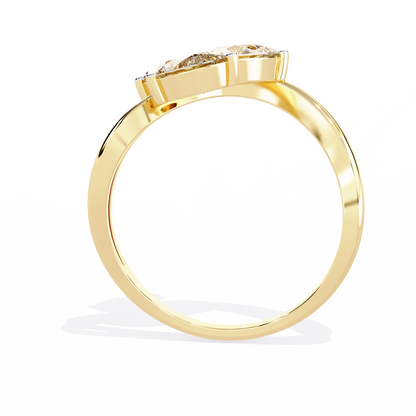 Trinity Pear Diamond Ring Yellow Gold
