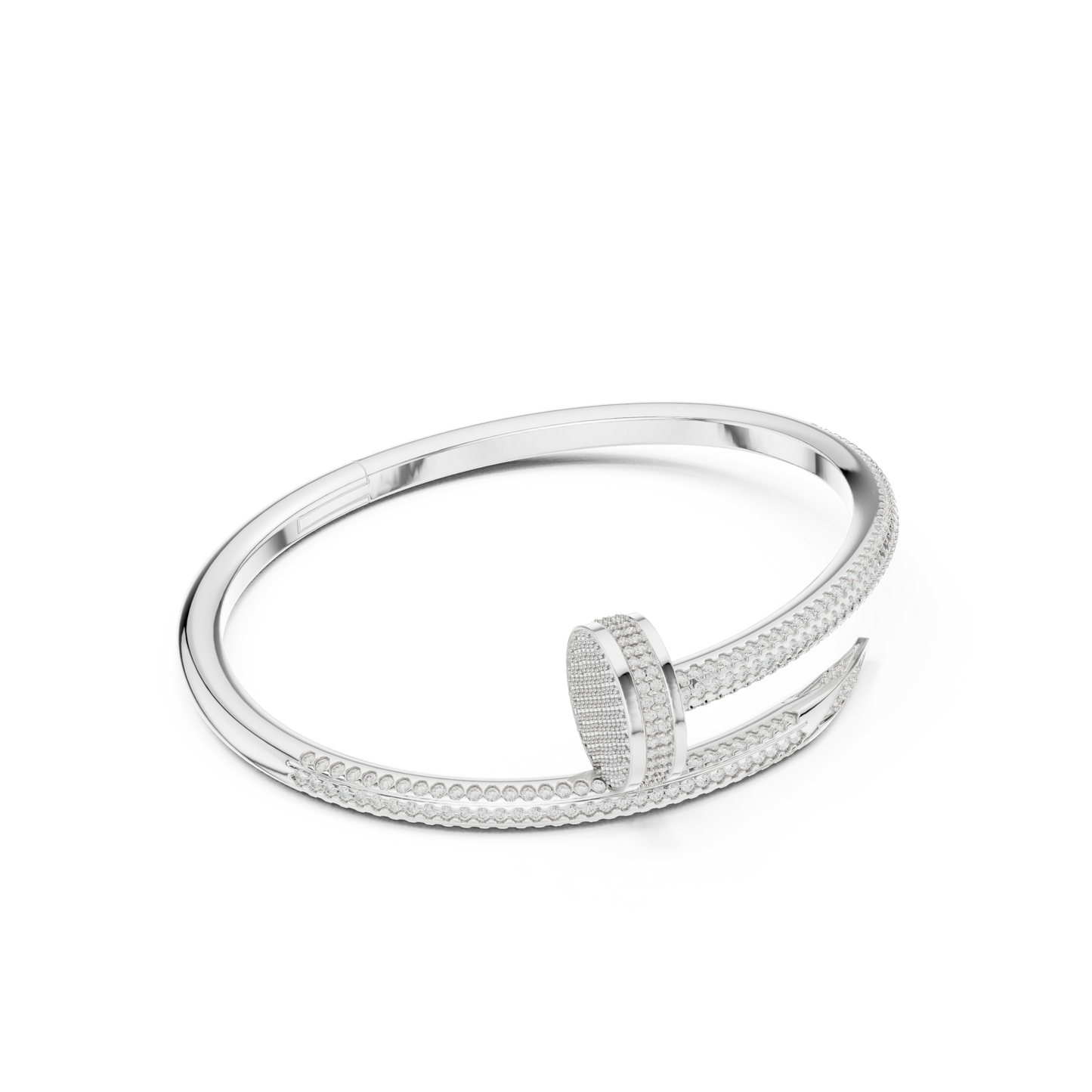 Diamond Nail Wrap Bangle White Gold