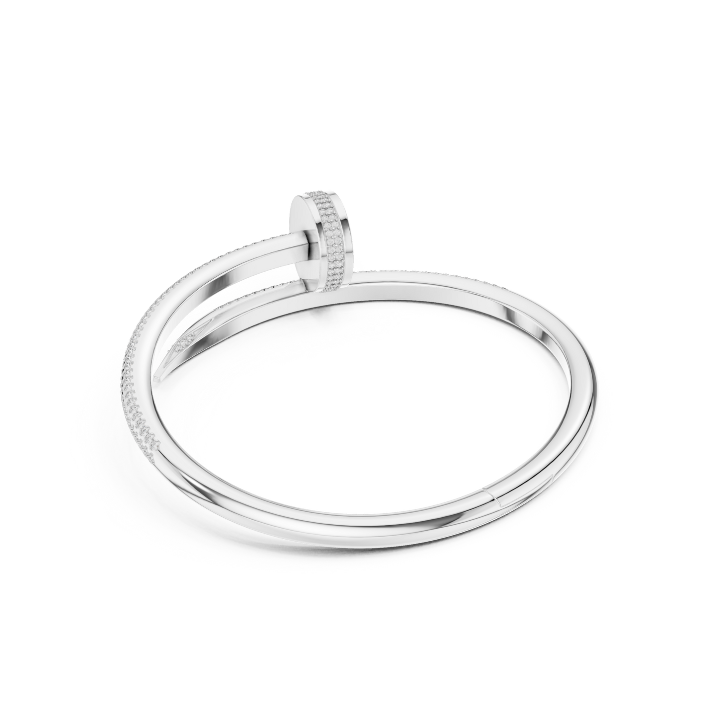 Diamond Nail Wrap Bangle White Gold