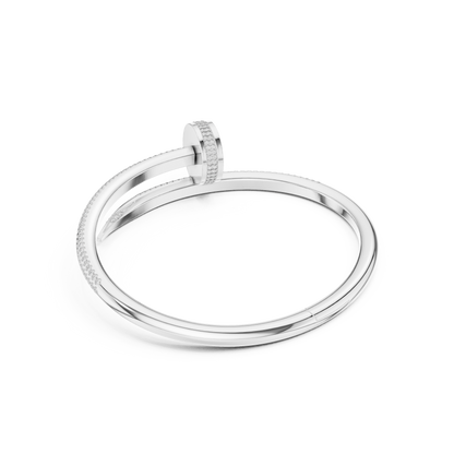 Diamond Nail Wrap Bangle White Gold