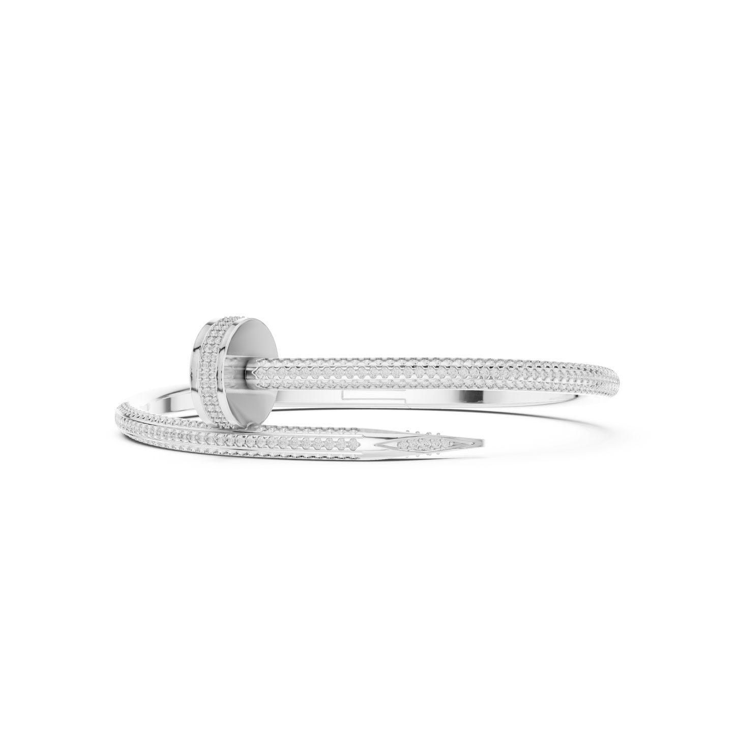 Diamond Nail Wrap Bangle White Gold