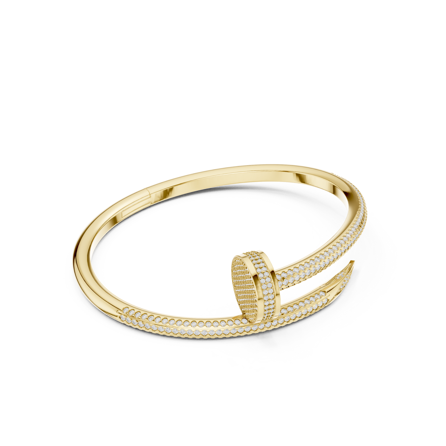 Diamond Nail Wrap Bangle Yellow Gold