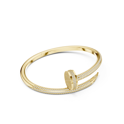 Diamond Nail Wrap Bangle Yellow Gold