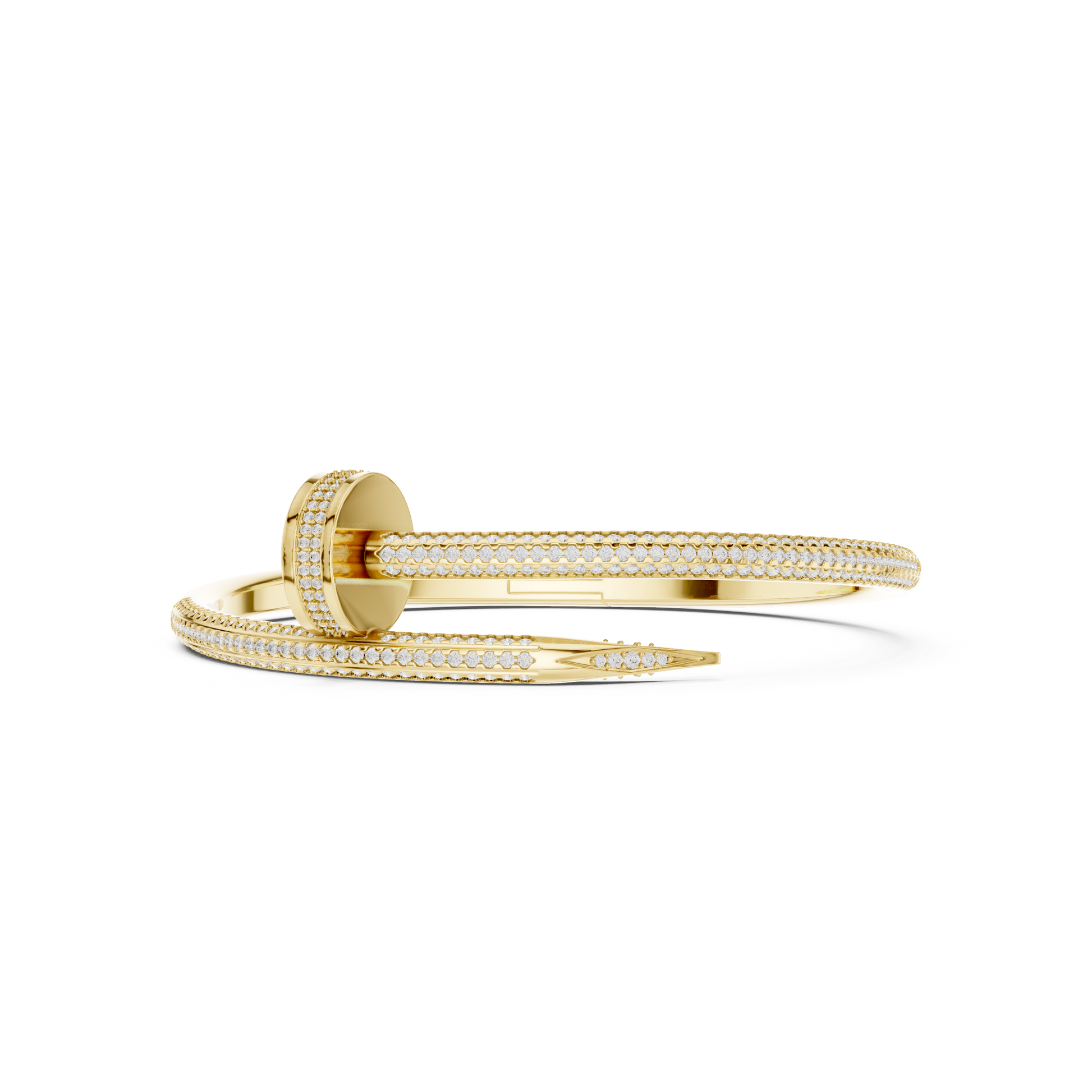 Diamond Nail Wrap Bangle Yellow Gold
