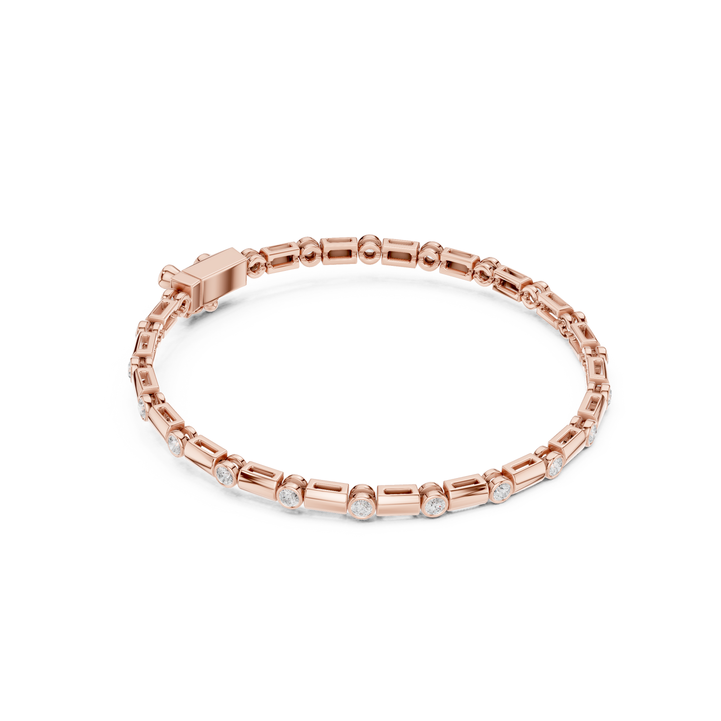 Diamond Dots Link Bracelet Rose Gold