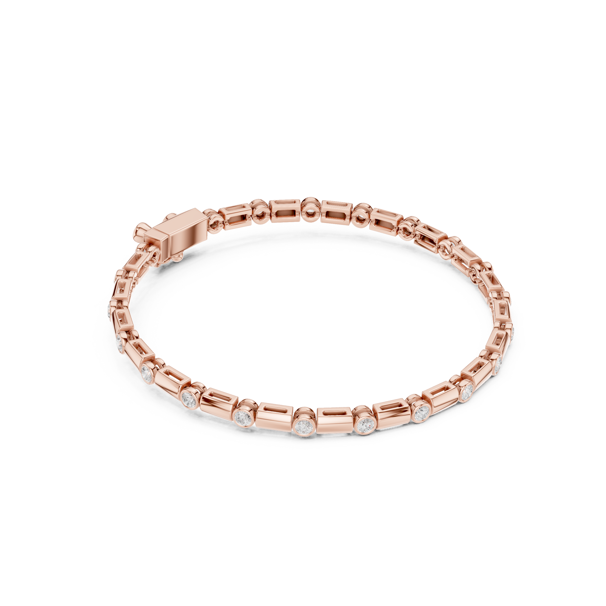 Diamond Dots Link Bracelet Rose Gold