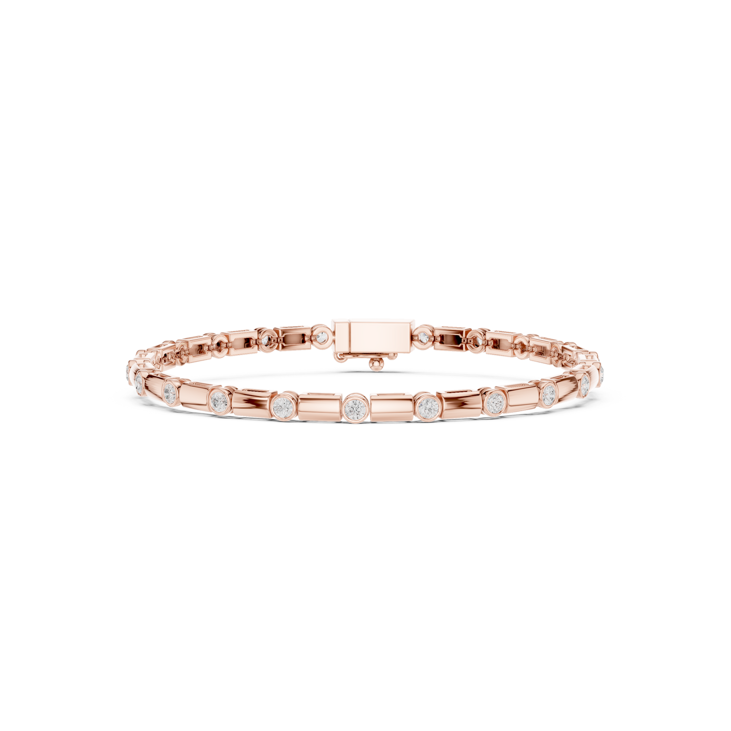Diamond Dots Link Bracelet Rose Gold