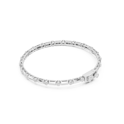 Diamond Dots Link Bracelet White Gold