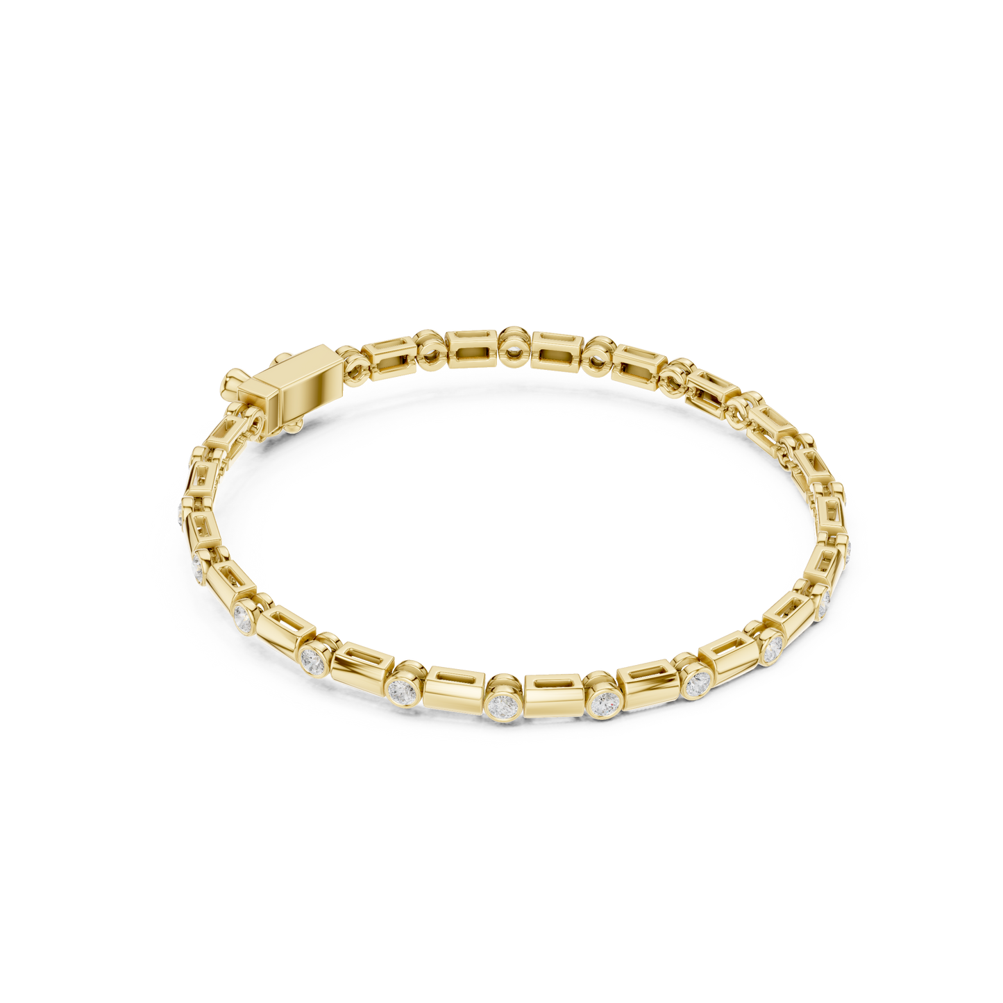 Diamond Dots Link Bracelet Yellow Gold