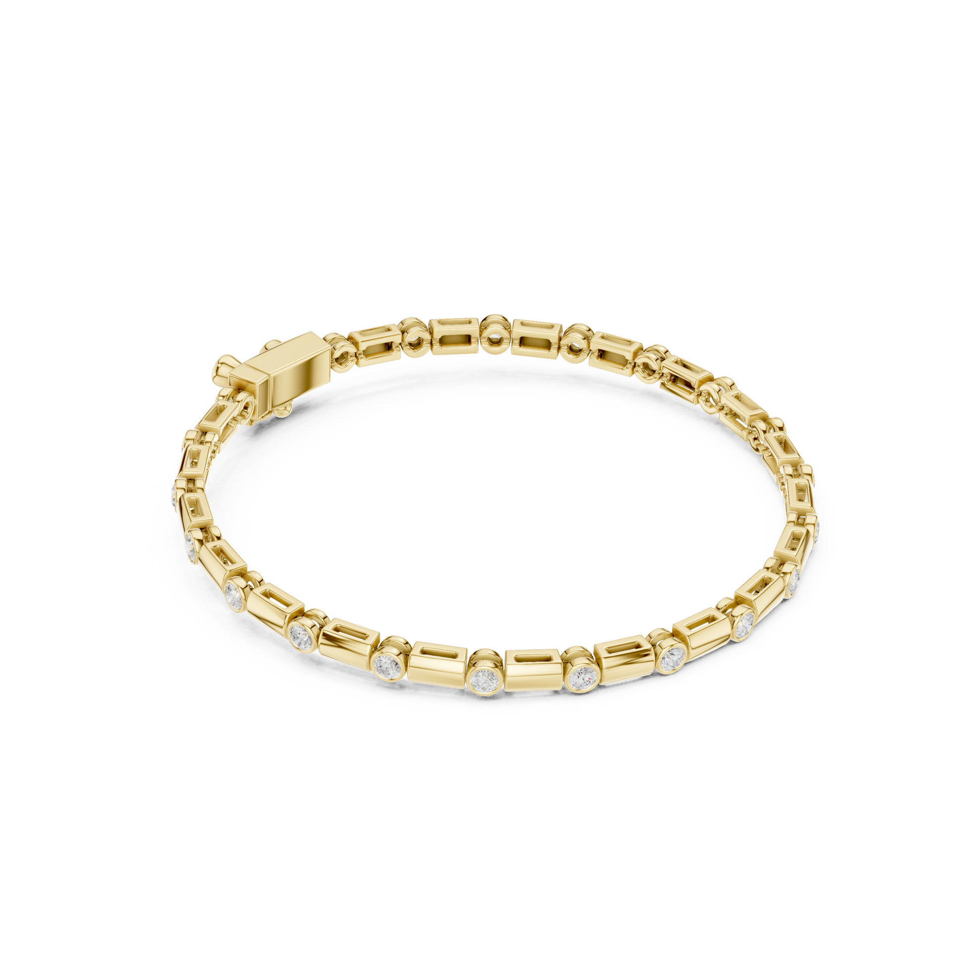Diamond Dots Link Bracelet Yellow Gold