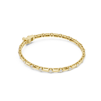 Diamond Dots Link Bracelet Yellow Gold