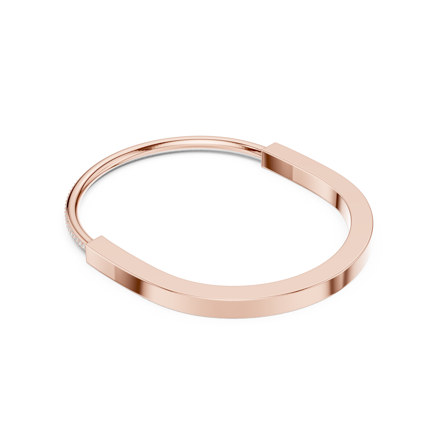 Sleek Diamond Edge Gold Bangle Rose Gold