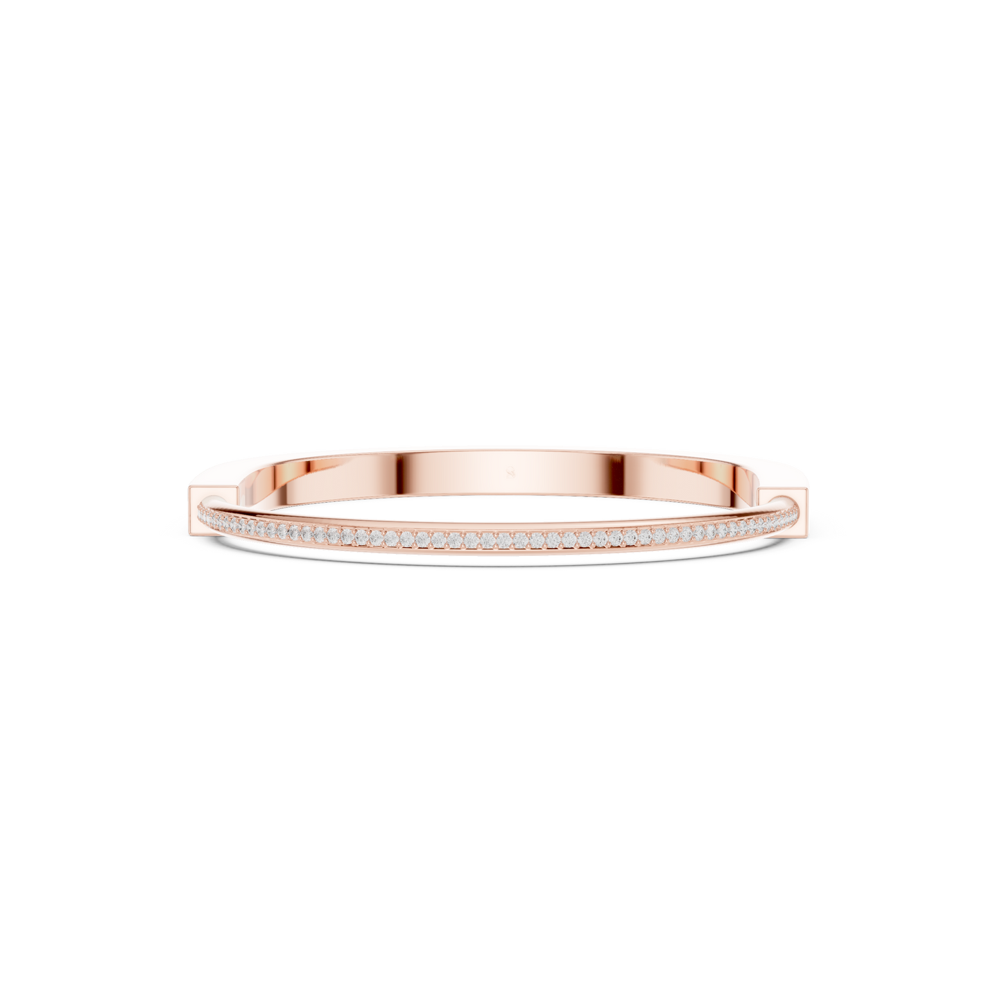 Sleek Diamond Edge Gold Bangle Rose Gold