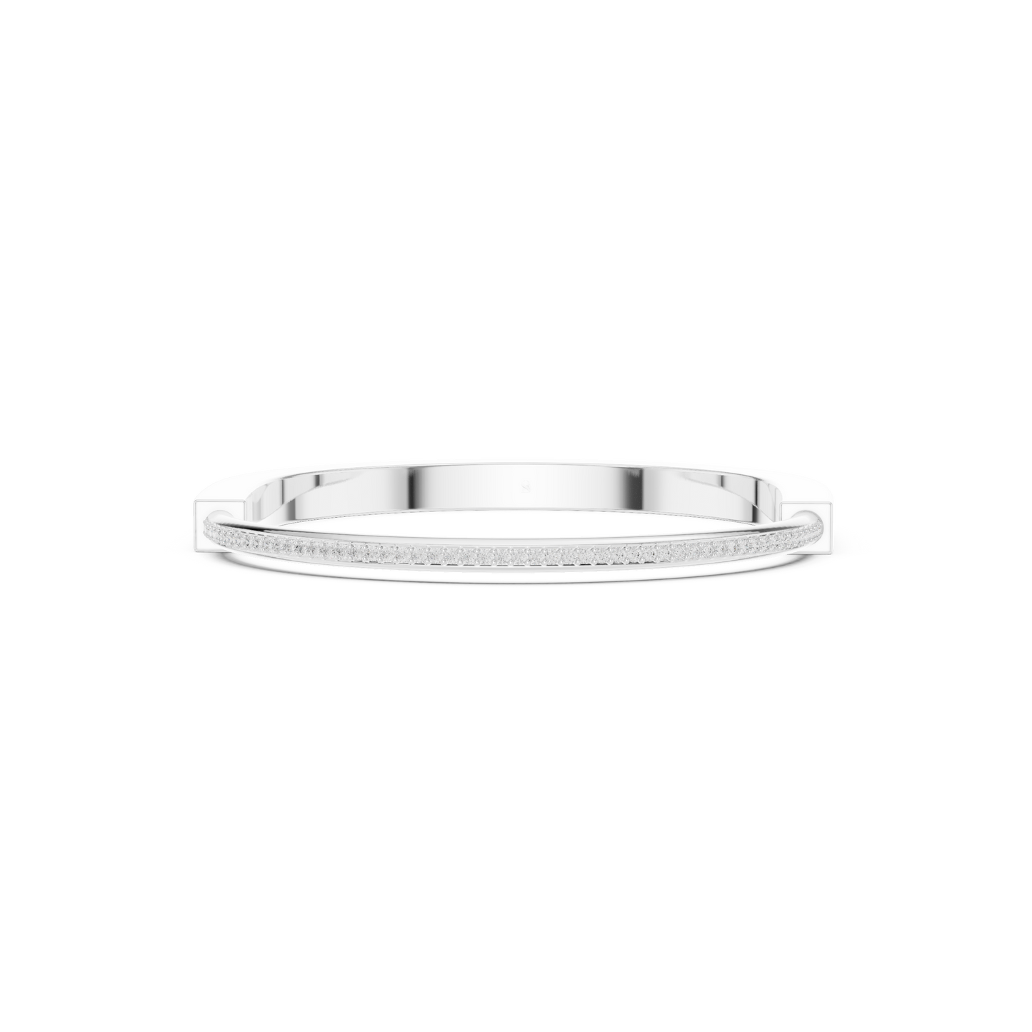 Sleek Diamond Edge Gold Bangle White Gold