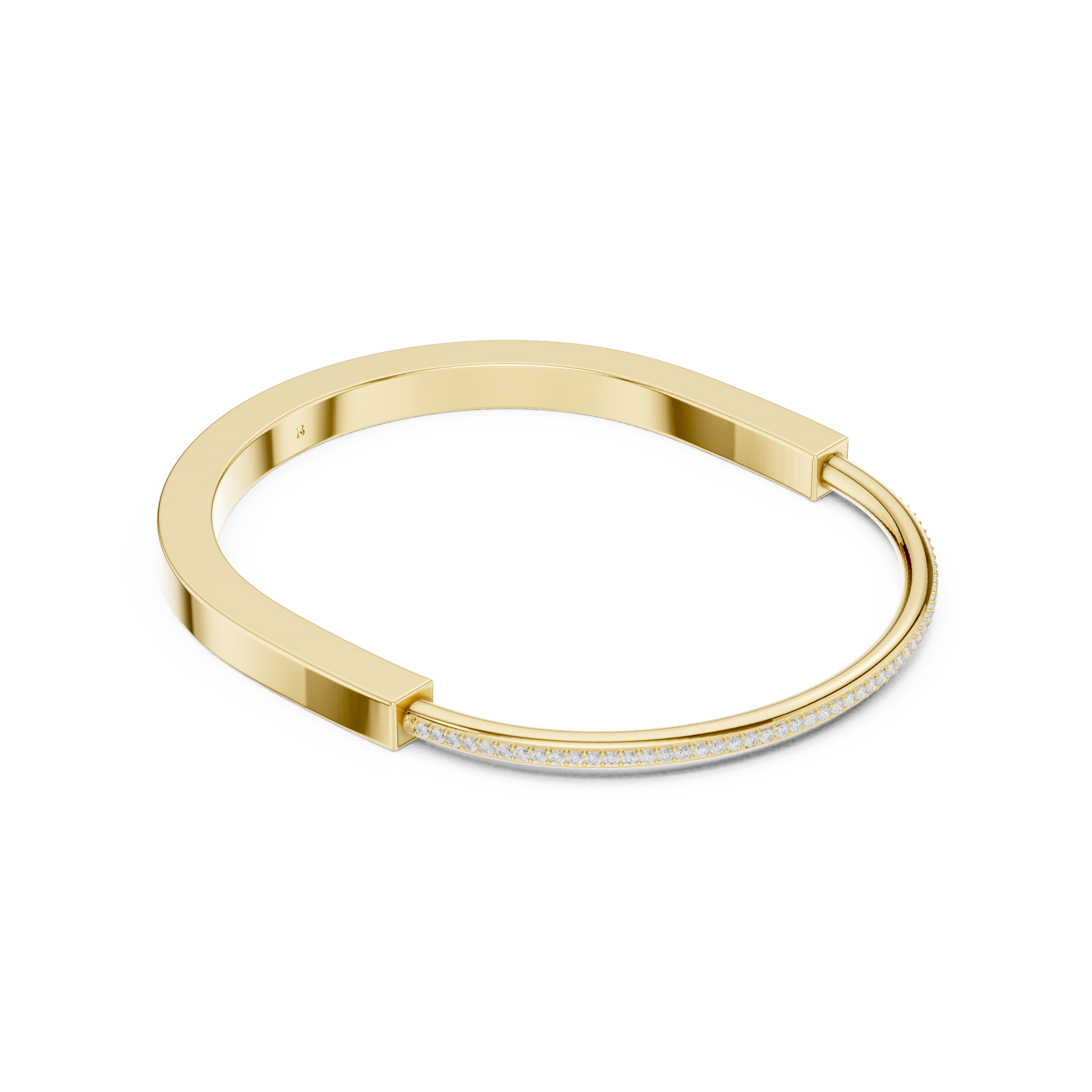 Sleek Diamond Edge Gold Bangle Yellow Gold