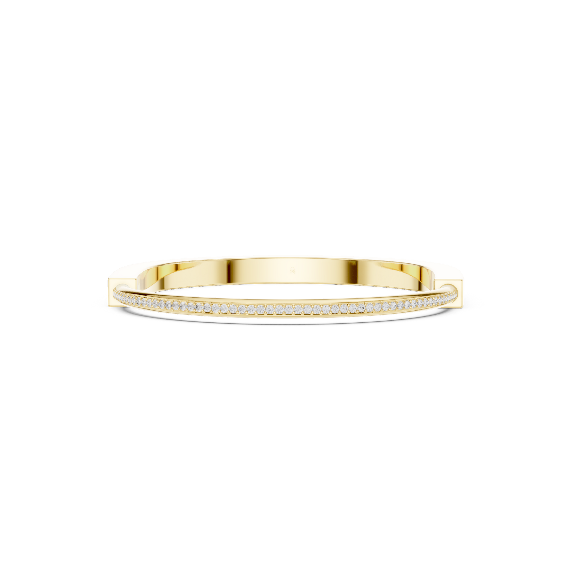 Sleek Diamond Edge Gold Bangle Yellow Gold