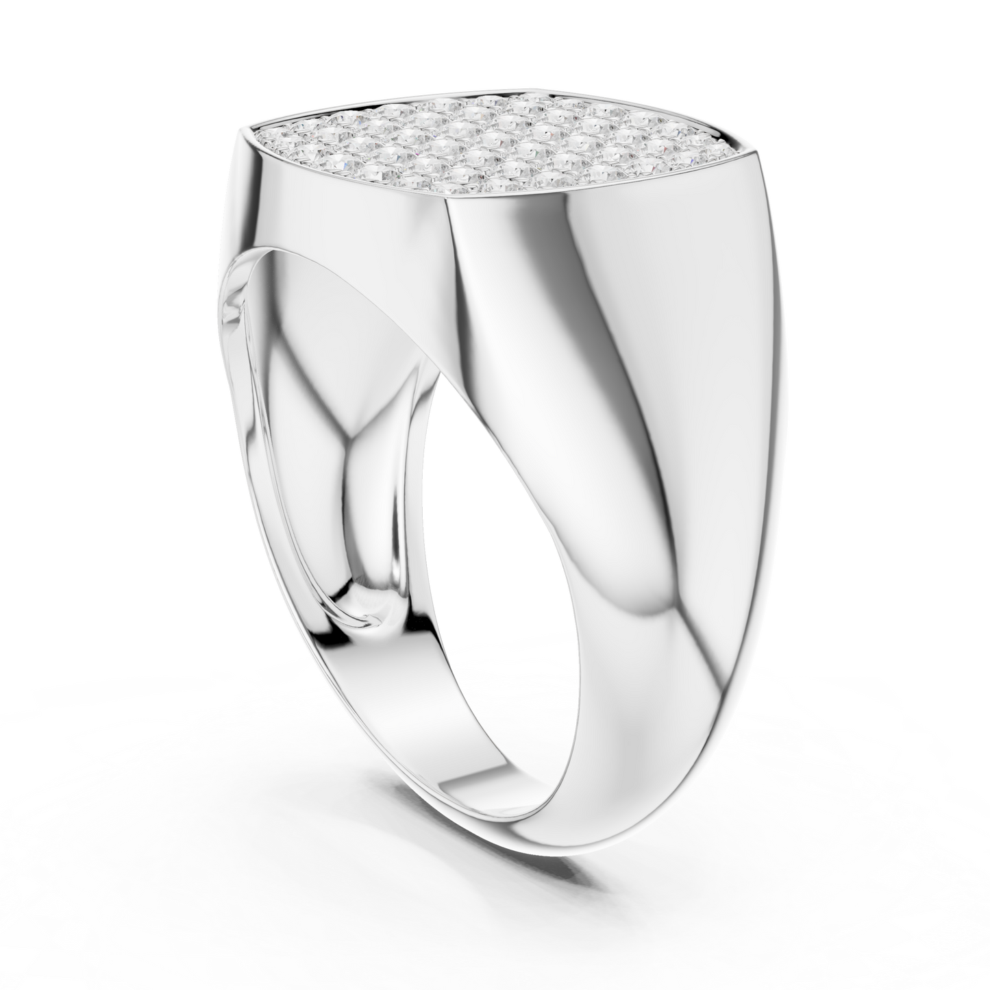 The Diamond Pave Cushion Signet Ring
