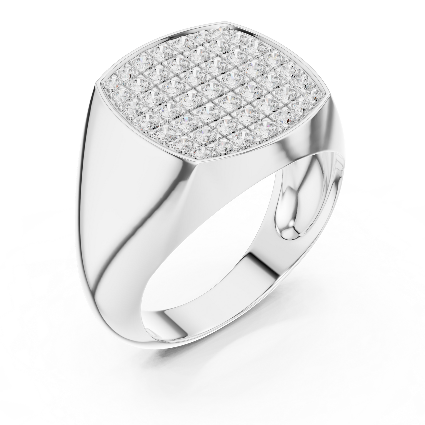 The Diamond Pave Cushion Signet Ring