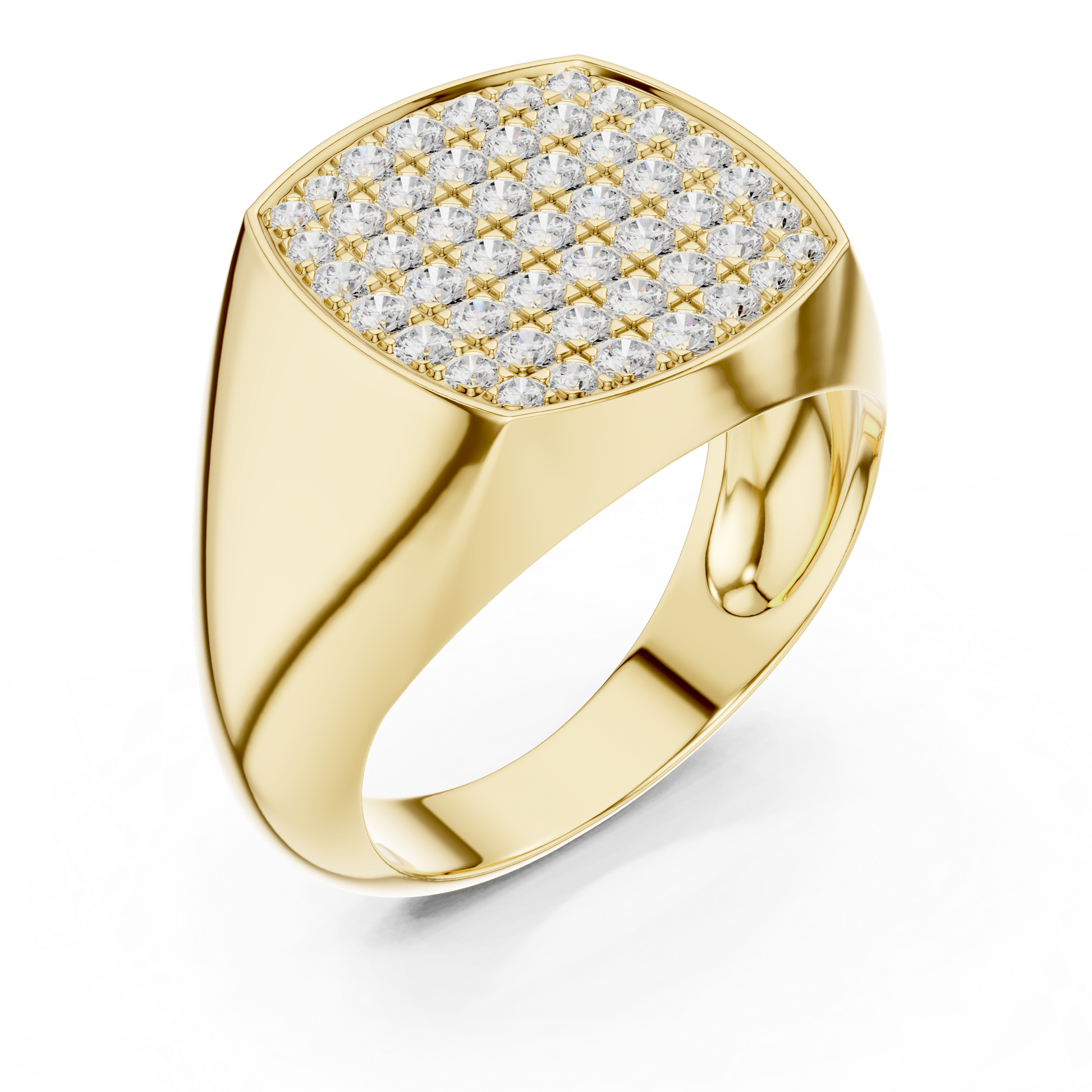 Majestic Pave Cushion Men’s Ring
Yellow Gold 