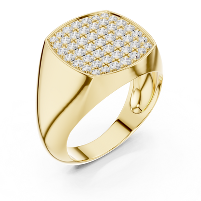 Majestic Pave Cushion Men’s Ring
Yellow Gold 