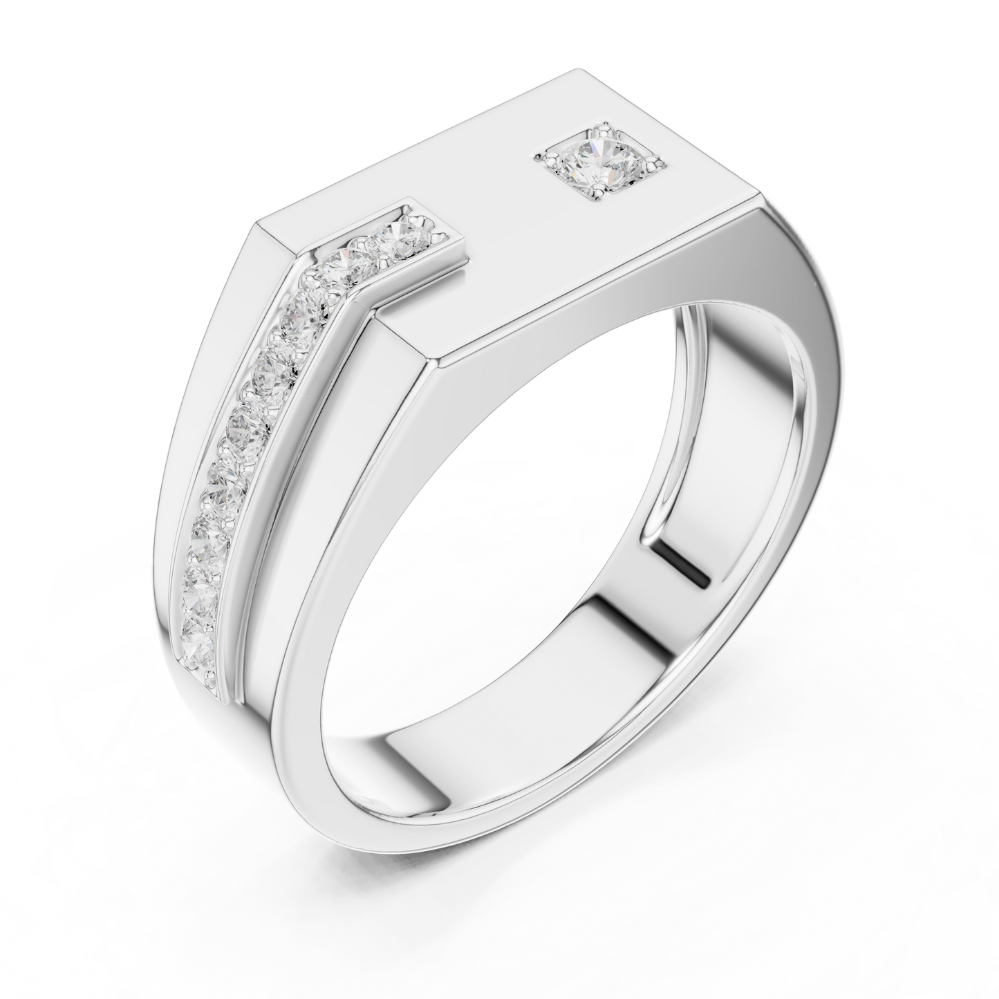 Modern Geometric Diamond Accent Ring