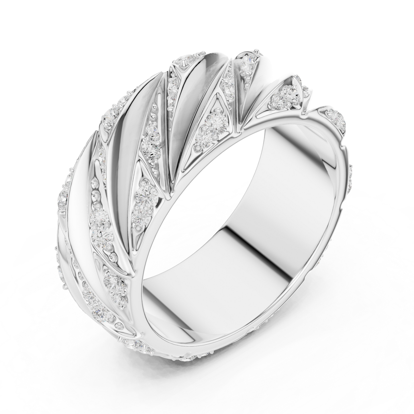 Modern Sculpted Diamond Band