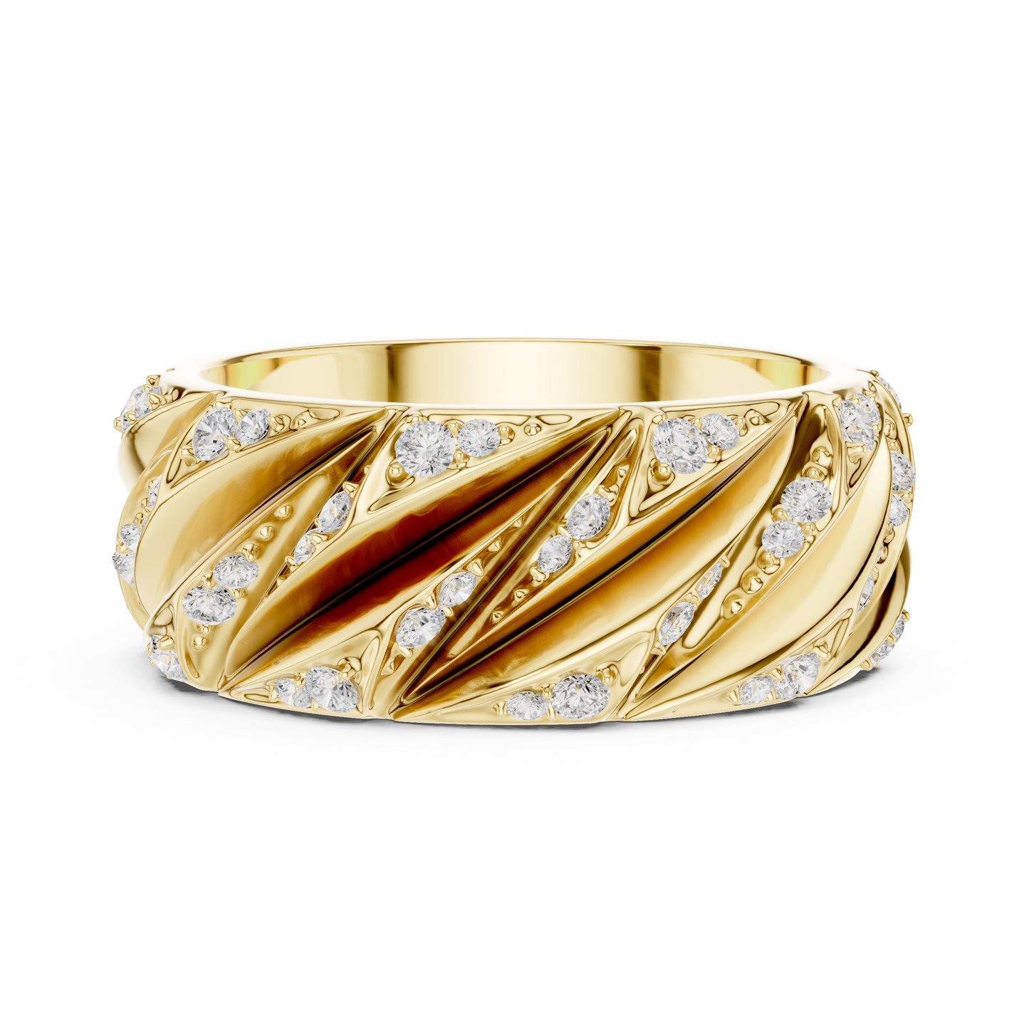 Modern Sculpted Diamond Band
