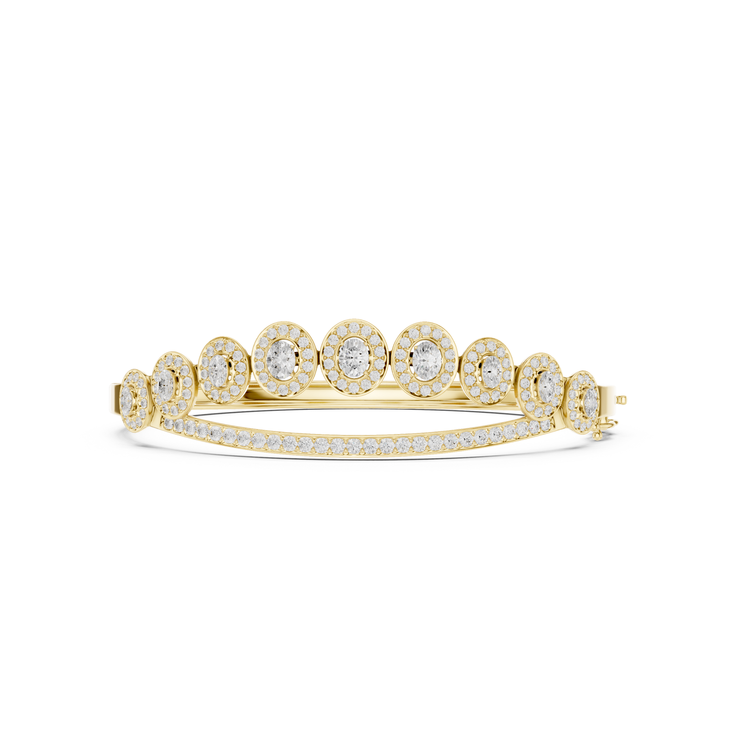 Oval Halo Diamond Bangle Bracelet