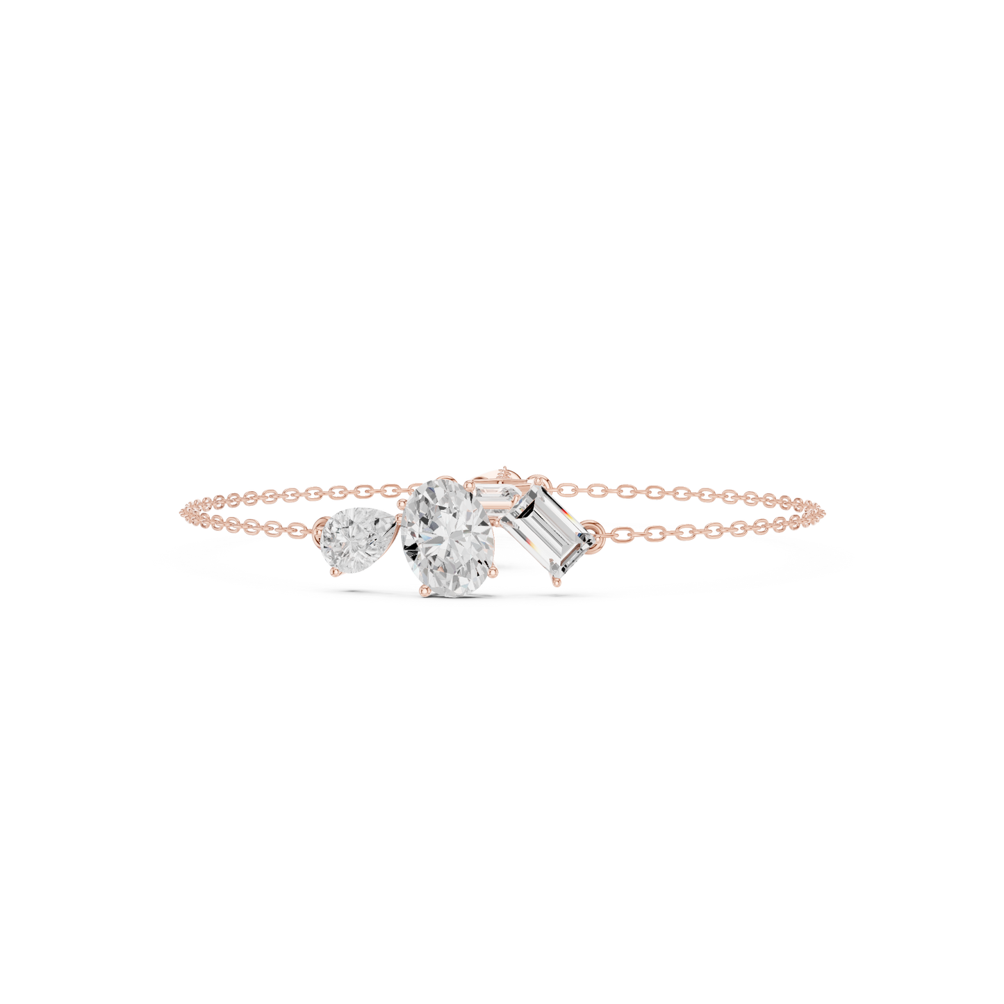 Elegant Multi-Shape Diamond Chain Bracelet for Women