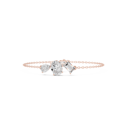 Elegant Three-Stone Diamond Chain Bracelet for Women
