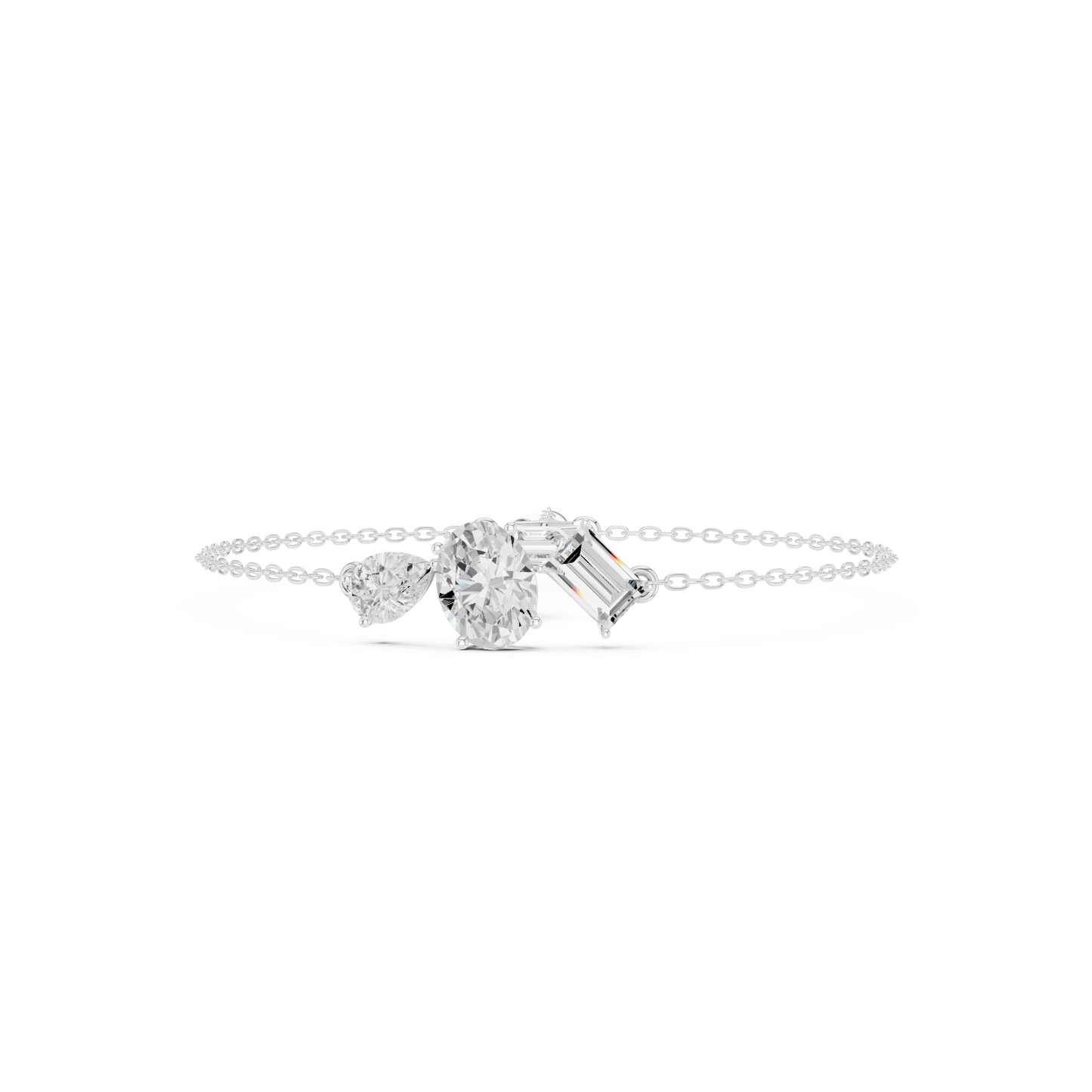 Elegant Three-Stone Diamond Chain Bracelet for Women