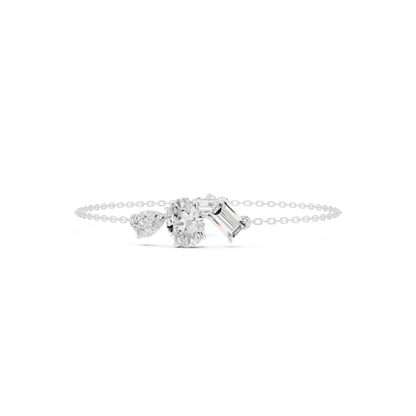 Elegant Three-Stone Diamond Chain Bracelet for Women