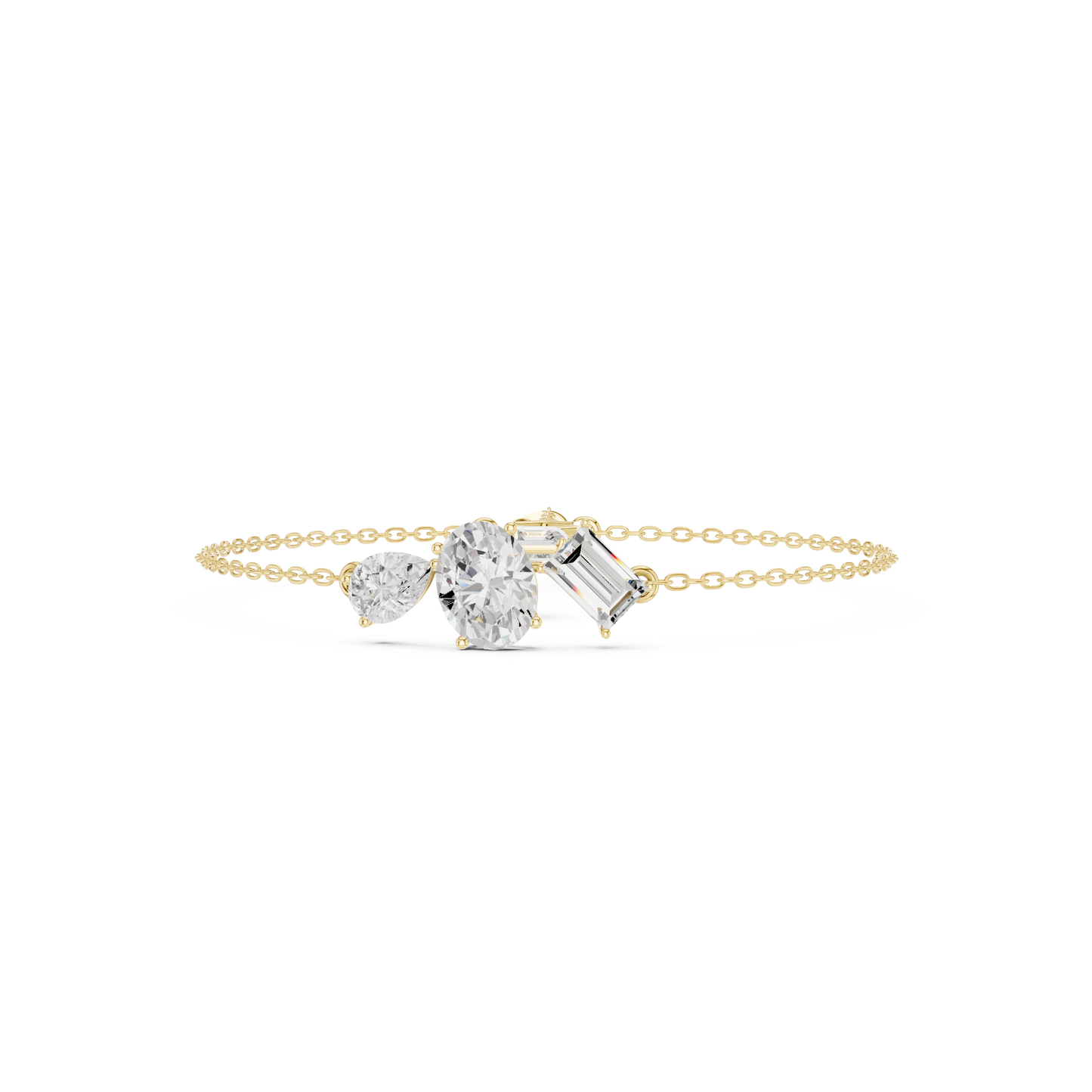 Elegant Multi-Shape Diamond Chain Bracelet for Women