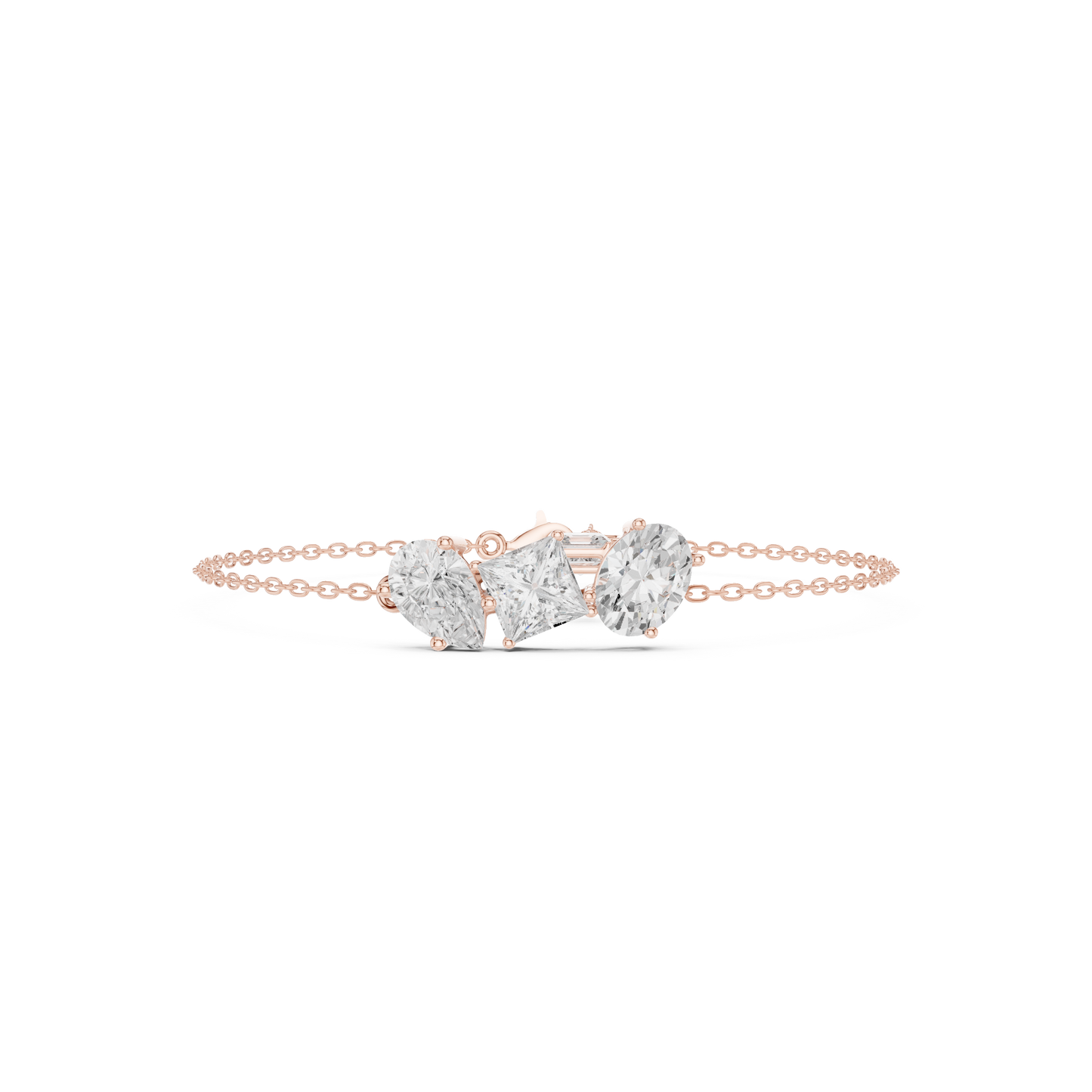 Elegant Three-Stone Diamond Chain Bracelet for Women