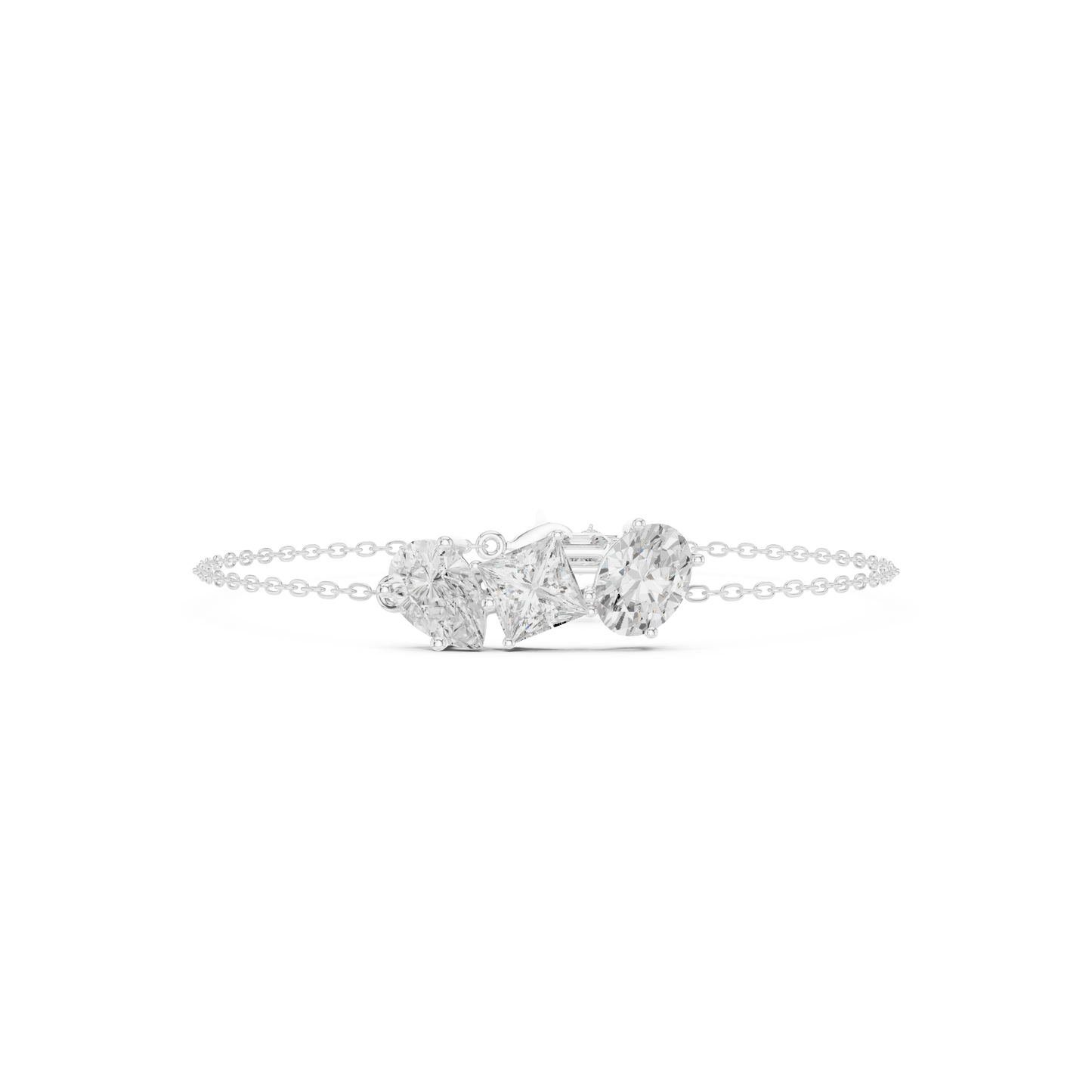 Elegant Three-Stone Diamond Chain Bracelet for Women