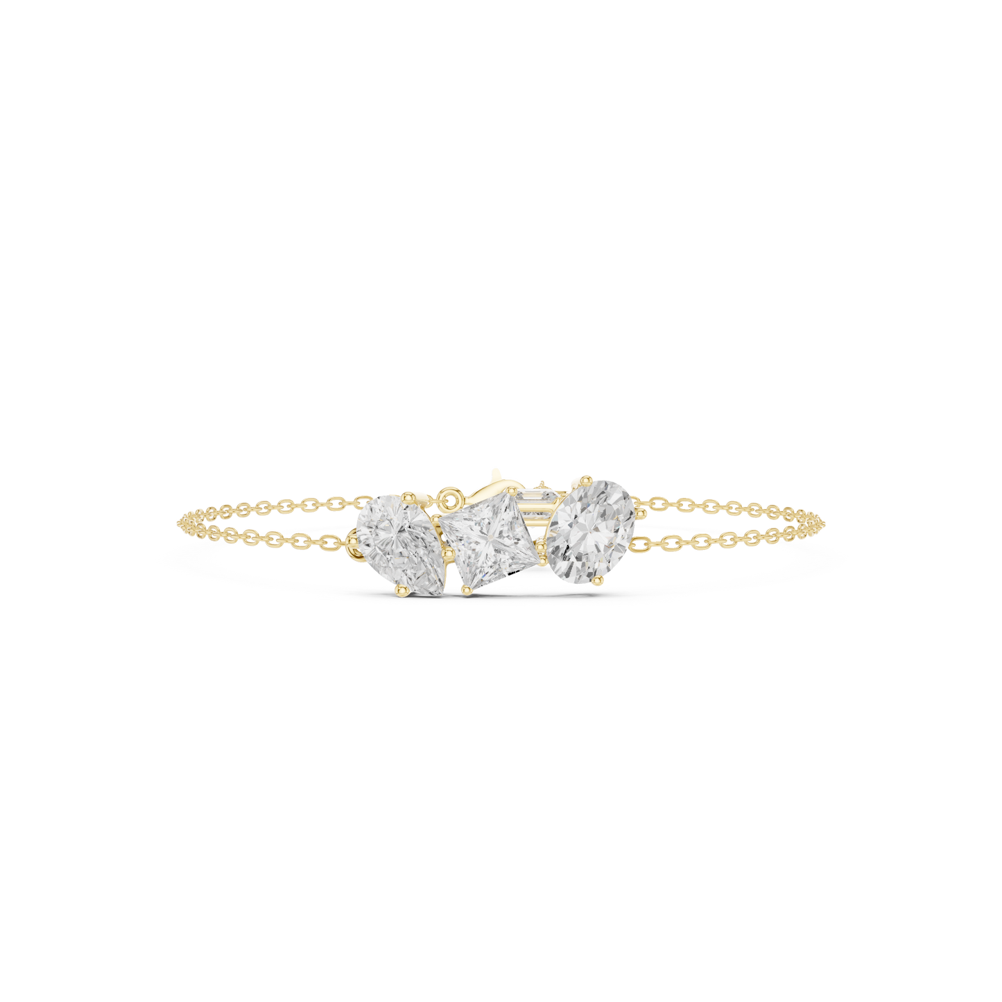 Elegant Three-Stone Diamond Chain Bracelet for Women