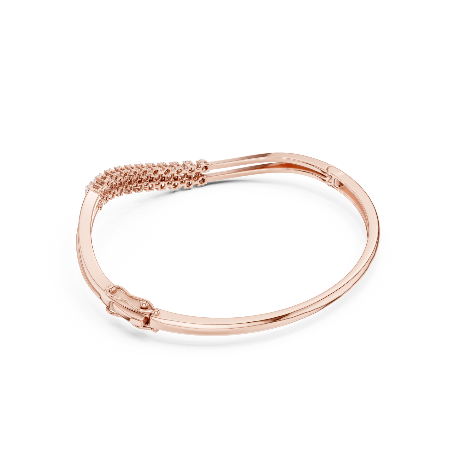 Curved Diamond Crossover Bangle Bracelet