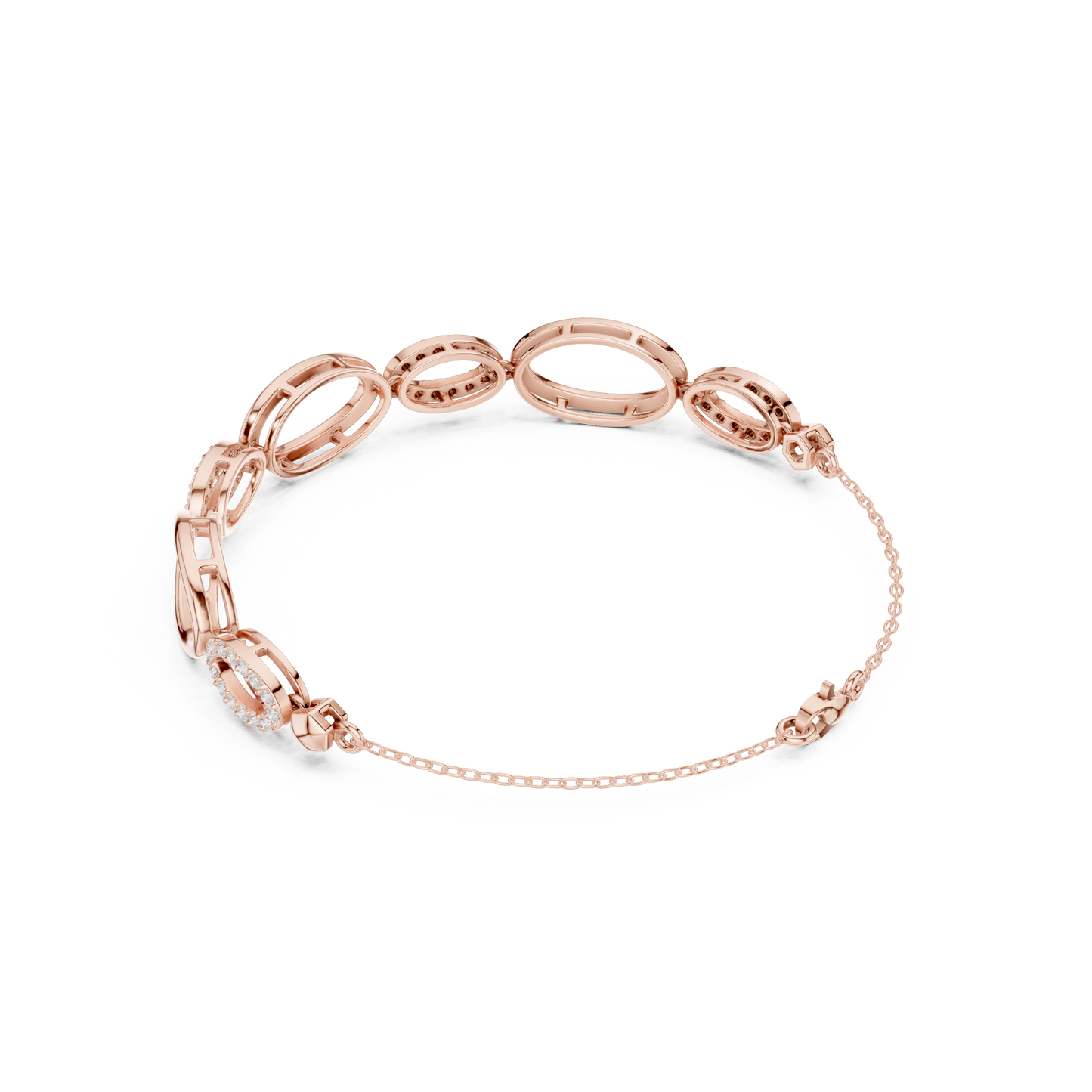 Elegant Oval Link Diamond Bracelet for Women