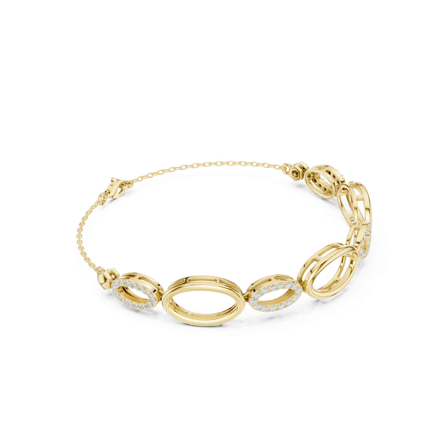 Elegant Oval Link Diamond Bracelet for Women
