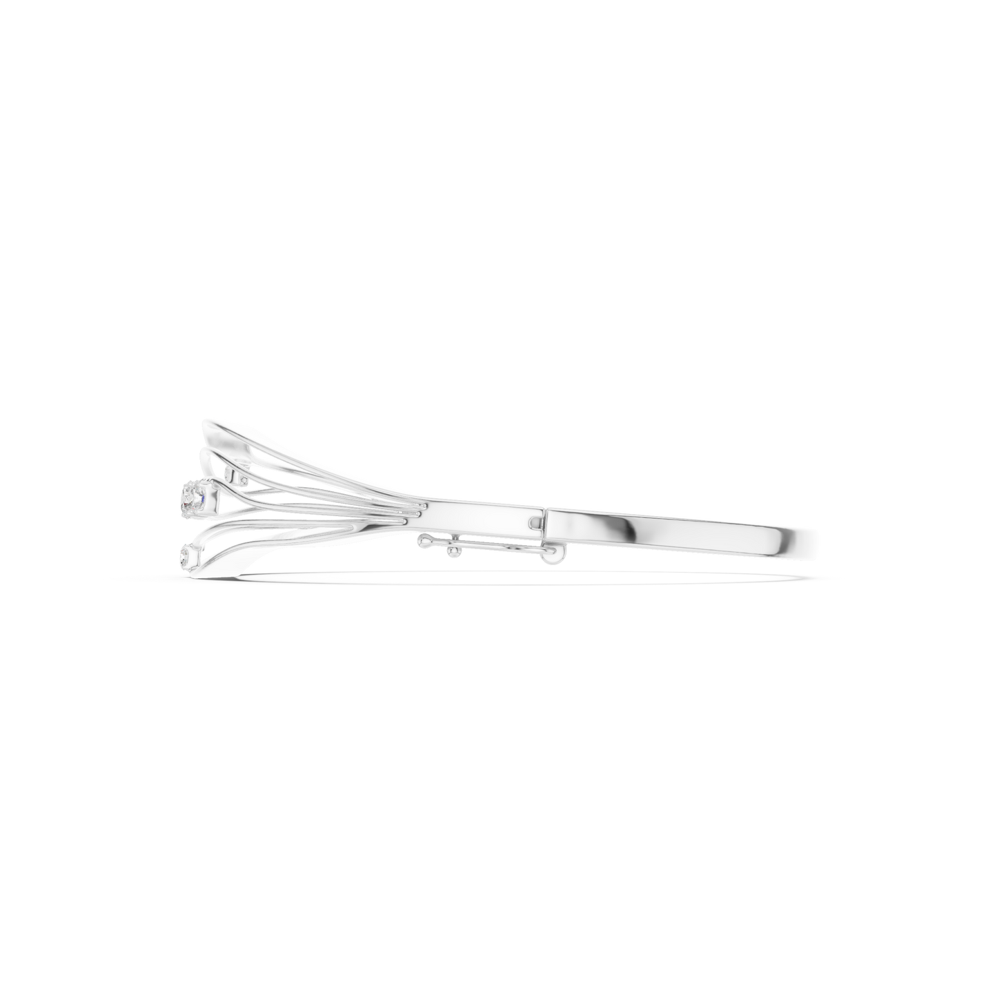 Modern Wave Diamond Open Bangle Bracelet