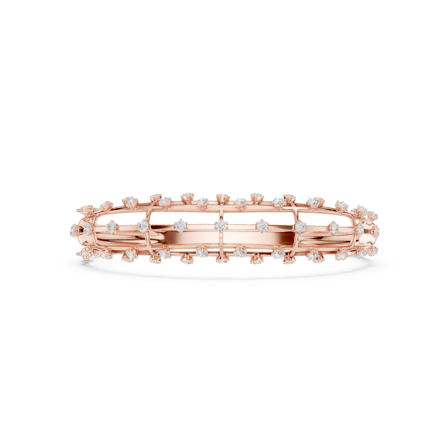 Luxury Diamond Lattice Cage Bangle Bracelet
