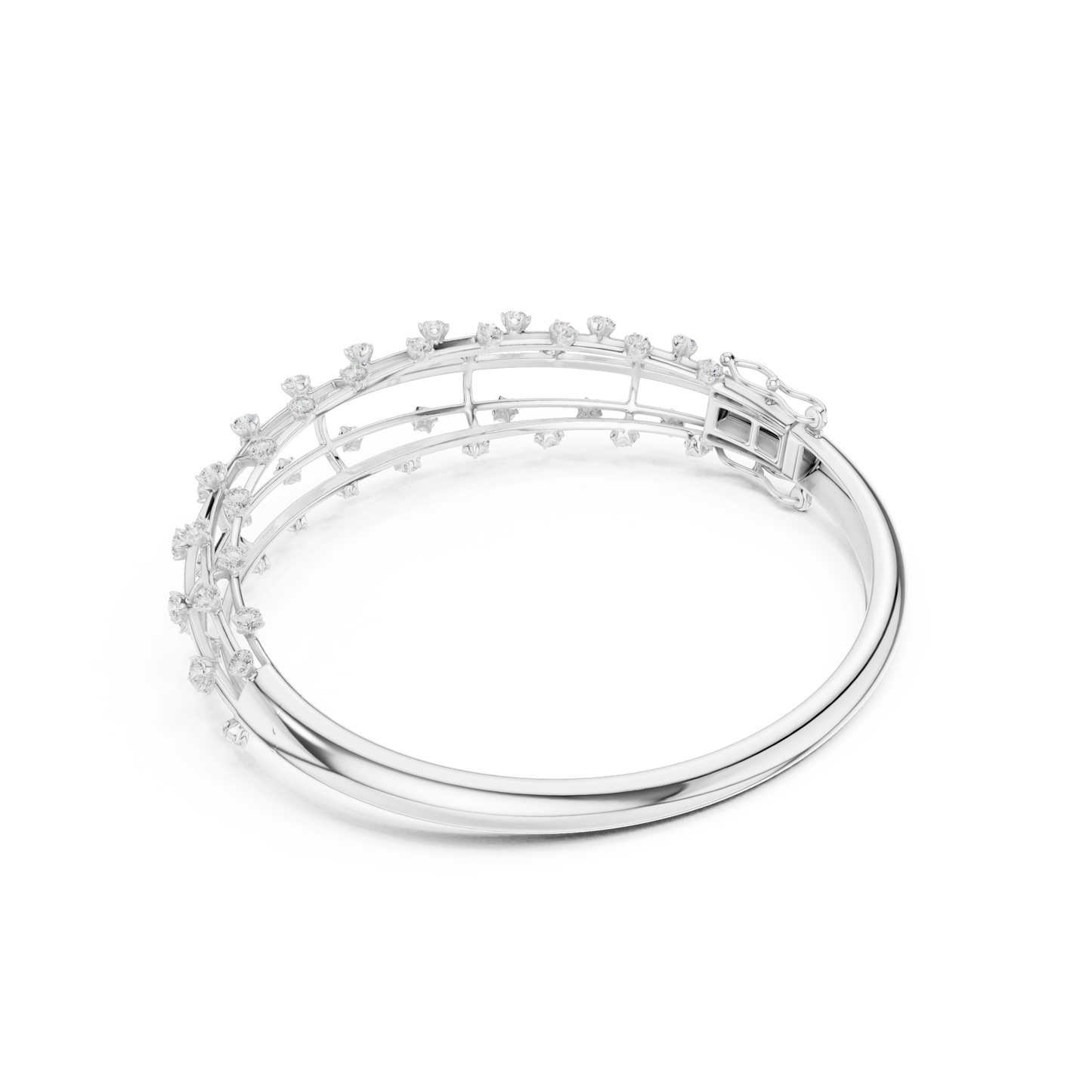 Luxury Diamond Lattice Cage Bangle Bracelet