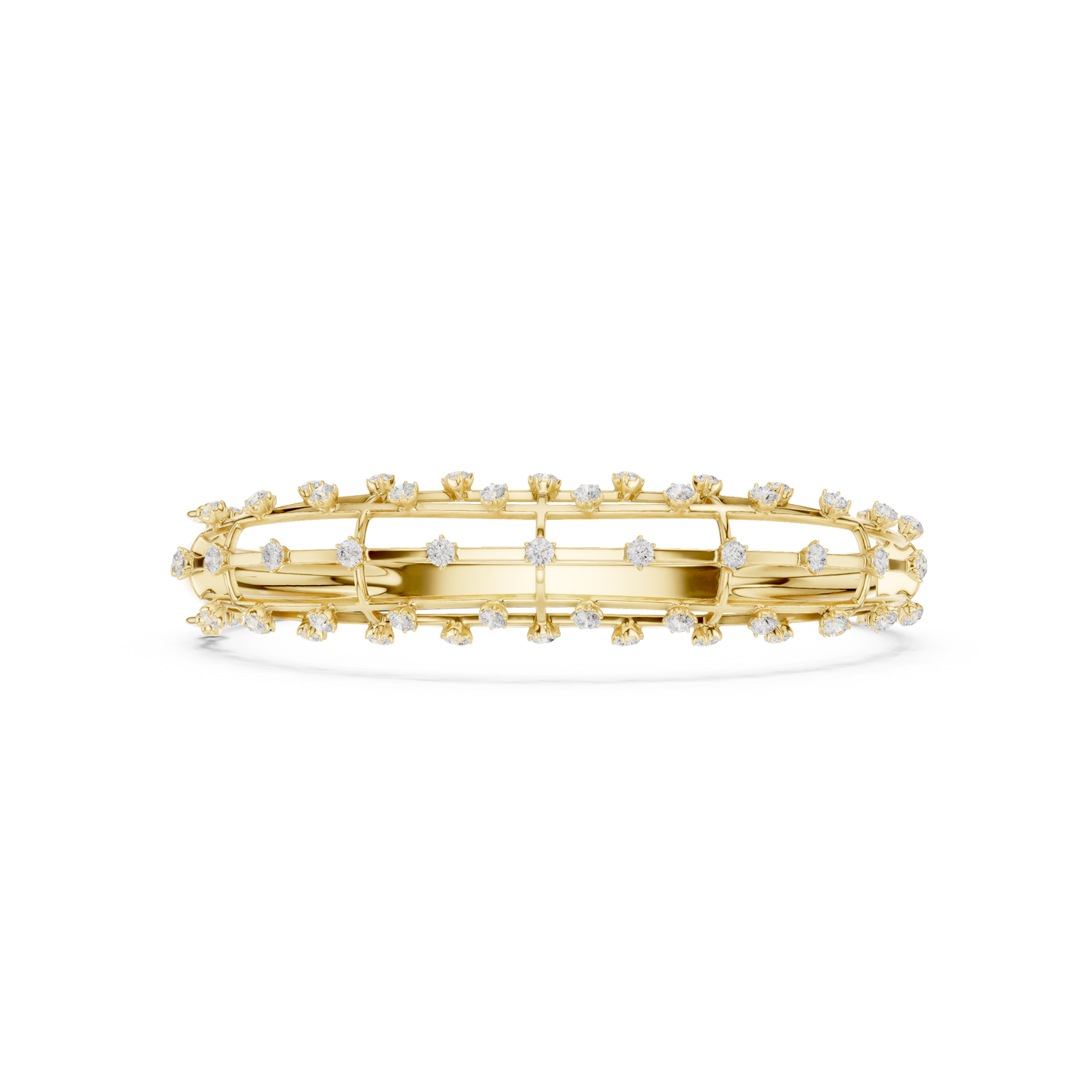 Luxury Diamond Lattice Cage Bangle Bracelet