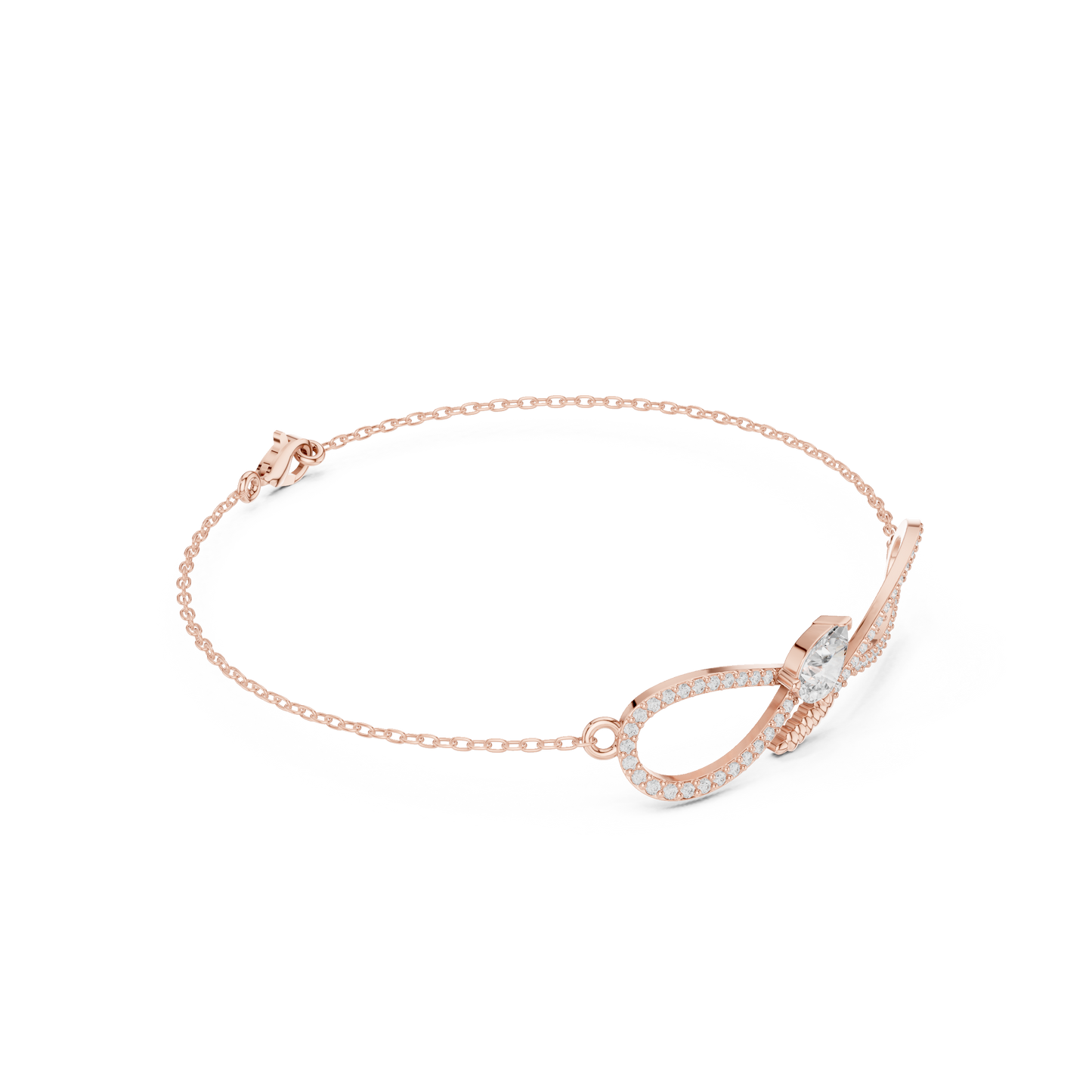 Elegant Infinity Diamond Bracelet with Pear-Cut Center Stone